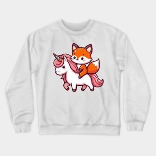 Cute fox ride Unicorn Crewneck Sweatshirt